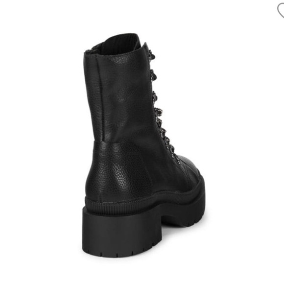 New Steve Madden Swivel Leather Combat Boots - Picture 2 of 5
